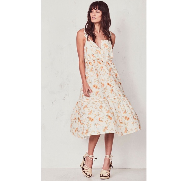 LoveShackFancy Ann Cotton Linen Midi / Maxi Dress S - Picture 1 of 8